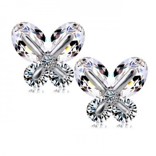 Kol  599/133  kolczyki  kryształy białe złoto