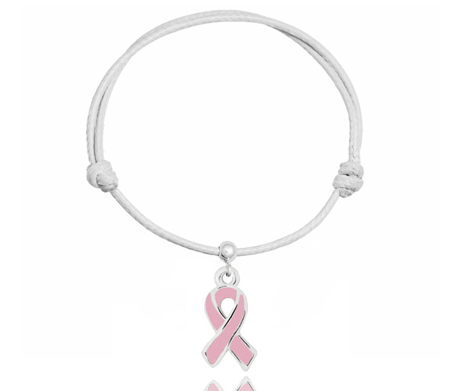 1405 bransoletka różowa wstążka amazonka z grawerem