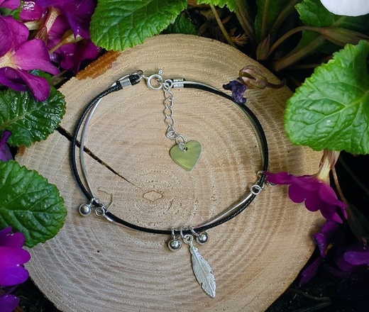 1154 bransoletka z grawerem srebrna 925 piórka