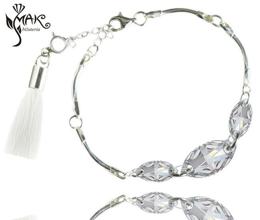 KOL781 kolczyki chwosty frędzle białe Swarovski Elements srebro 925