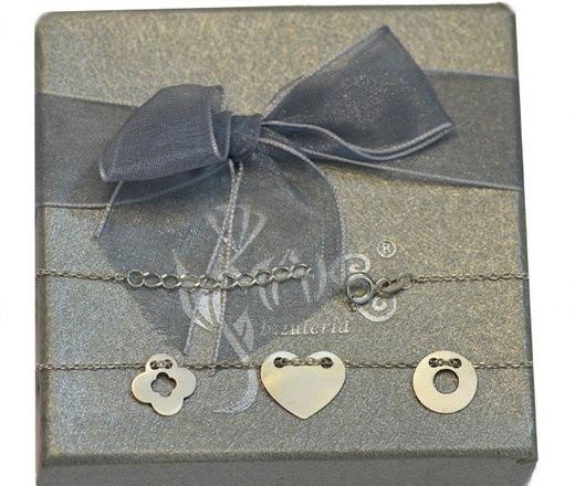 BR747 bransoletka grawerunek laser celebrytka srebro 925 3 zawieszki