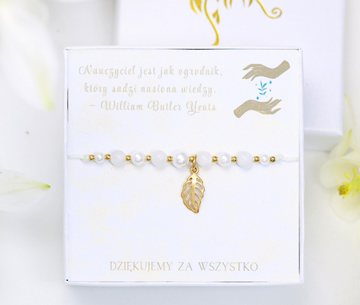  zestaw dla nauczyciela bransoletka perełki listek 1807/11