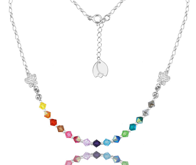 1590 kolorowy naszyjnik z grawerem srebro 925 motyl