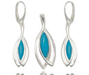480/215 komplet srebrny z turkusem kolczyki wisiorek