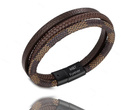 599/1109 męska bransoletka z grawerem skórzana brązowa