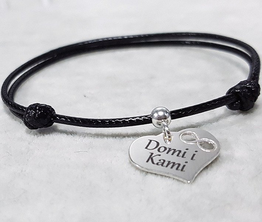 BR1007 BRANSOLETKA Z GRAWEREM, SREBRO 925 serce z ażurowym wzorem