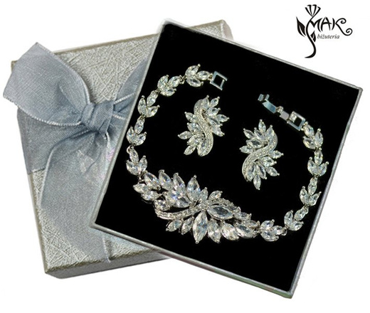 Kpl860 komplet ślubny, biżuteria ślubna z cyrkoniami k599/564 b655/31