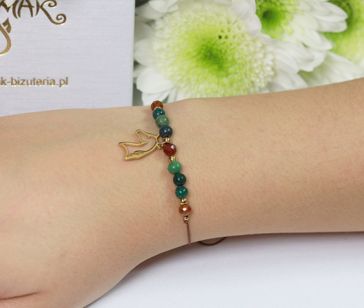 1717/19 bransoletka na sznurku z konikiem i jadeitem afrykańskim