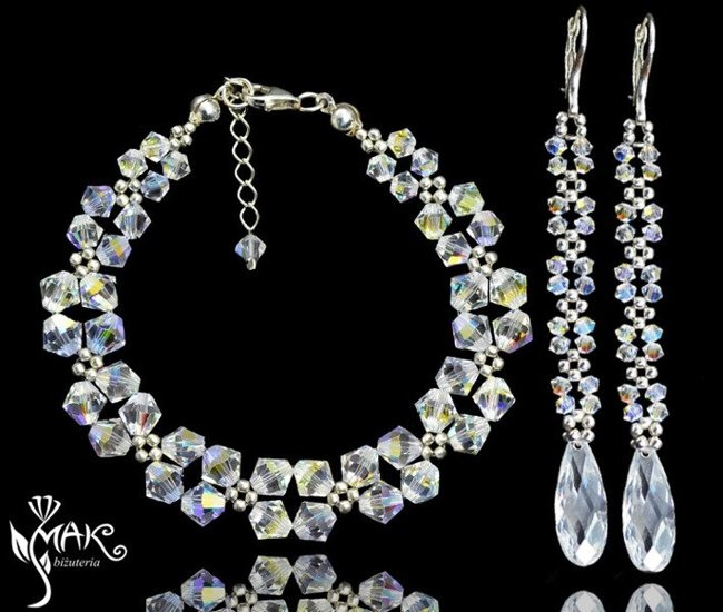 568 biżuteria ślubna komplet crystal ab