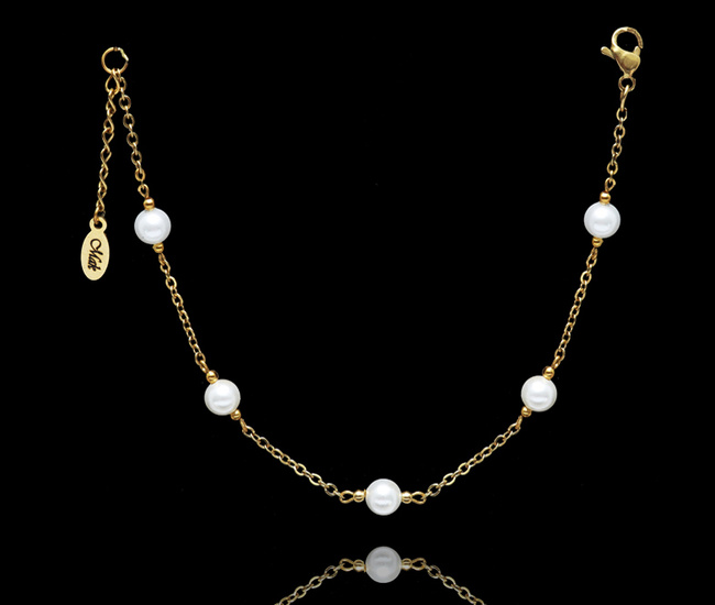 1749/1 bransoletka ślubna pozłacana z perłami