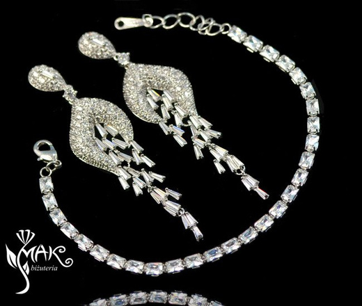 Kpl863 komplet ślubny, biżuteria ślubna z cyrkoniami k686/2 b599/65