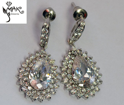 Kol 686/14 KOLCZYKI ślubne, cyrkonie długie Piękne