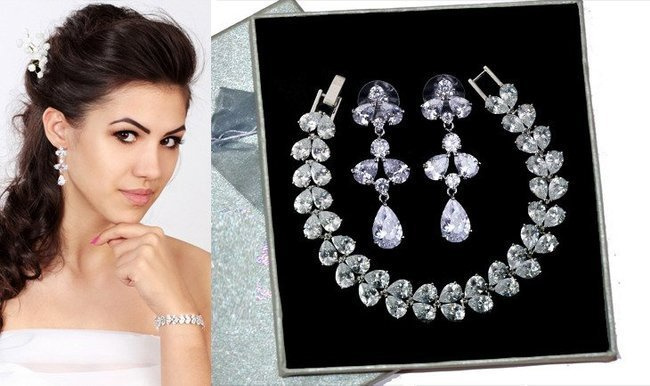 Kpl701 komplet ślubny, biżuteria ślubna z cyrkoniami b599/427  k686/9