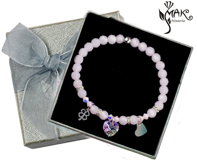 BR820 BRANSOLETKA z kryształkami zawieszki Swarovski Elements róż