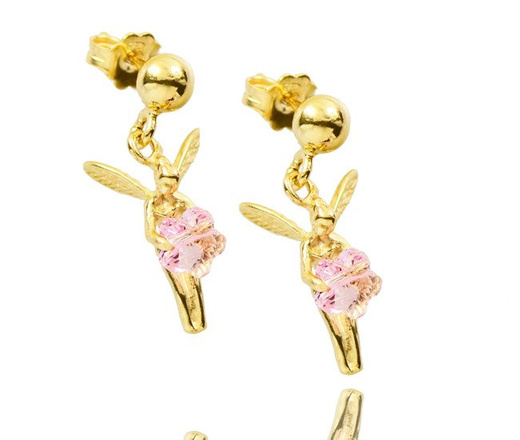 1073/3 komplet Swarovski Elements elfiki złocone srebro 925 prezent na komunię urodziny