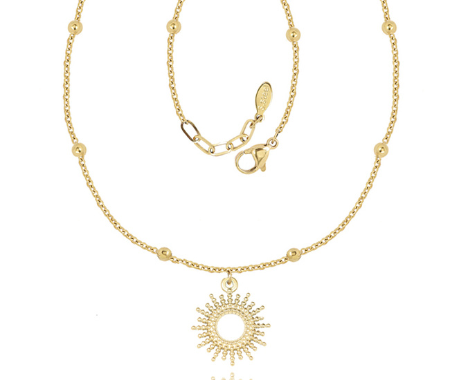 1326/31 naszyjnik złoty stal szlachetna kuleczki słońce