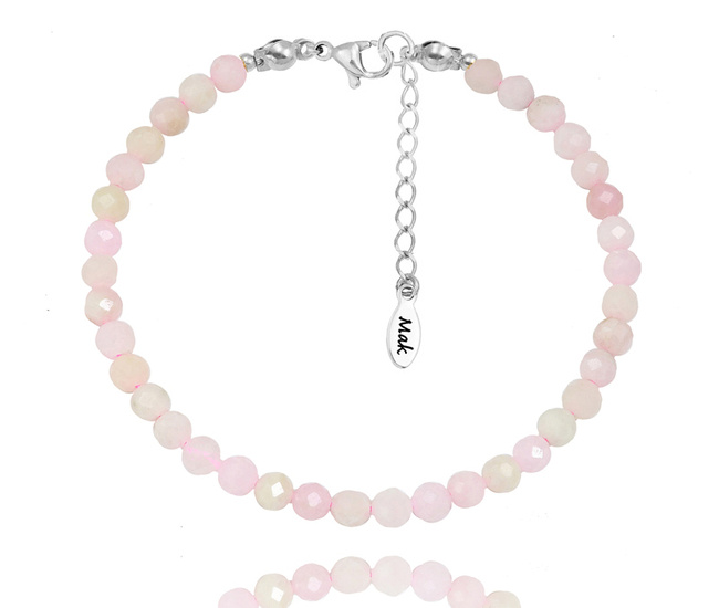 1728/15 bransoletka srebrna 925 z fasetowanym opalem różowym