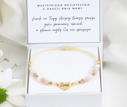 Bransoletka dla mamy z grawerem i kamieniami naturalnymi 1794/6