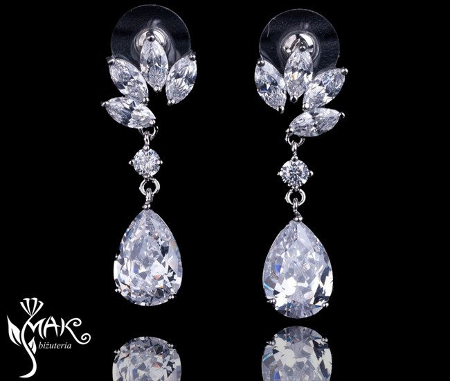 Kol 686/10 KOLCZYKI ślubne, cyrkonie długie Piękne