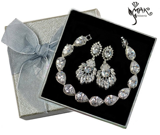 Kpl876 komplet ślubny, biżuteria ślubna z cyrkoniami b599/425 k686/6