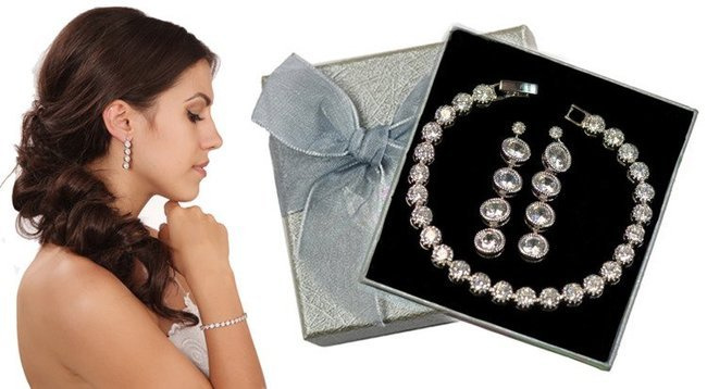 Kpl869 komplet ślubny, biżuteria ślubna z cyrkoniami k599/754 b599/543