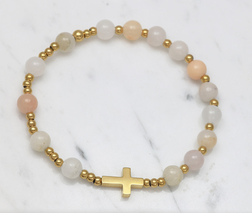pozłacana bransoletka różaniec cielista kamienie naturalne 1872/2