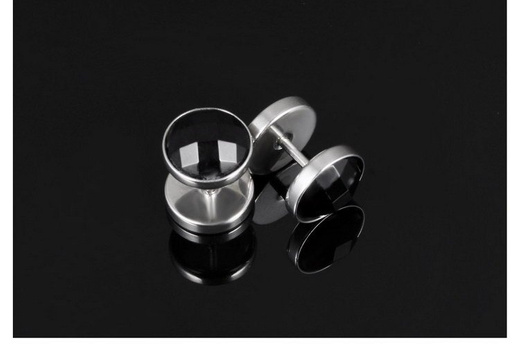 Kol 599/503 kolczyki stal szlachetna czarna cyrkonia