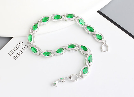 Br599/1029 bransoletka z cyrkoniami zielonymi