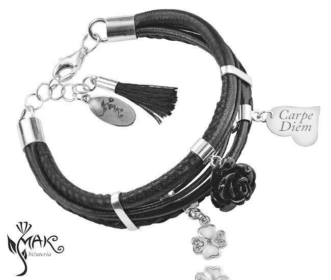 BR783 BRANSOLETKA SKÓRZANA Swarovski, bransoletka z grawerem