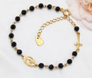Bransoletka srebrna 925 pozłacana różaniec z onyksem 1848/3