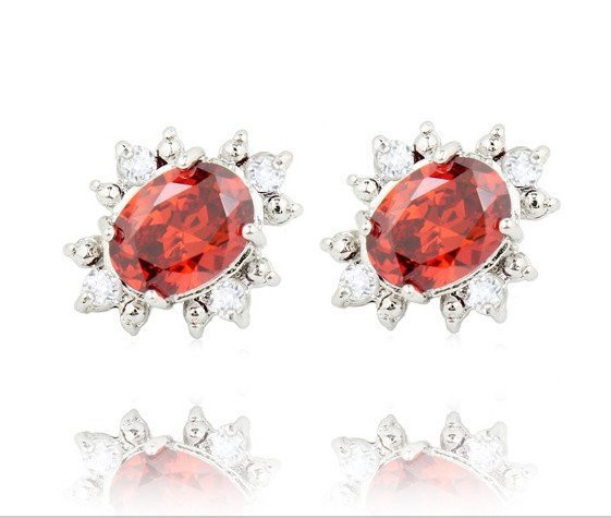 Kol  599/370  KOLCZYKI cyrkonie czerwone sztyft