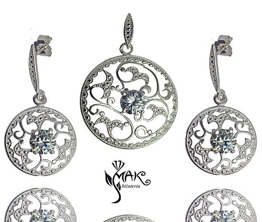 W480/64 WISIOREK SREBRNY AŻUROWY 925 Z CYRKONIĄ