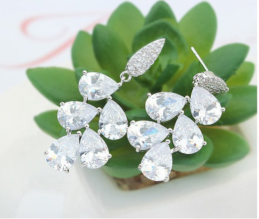 Kol 599/973 Kolczyki ślubne listki z cyrkonii