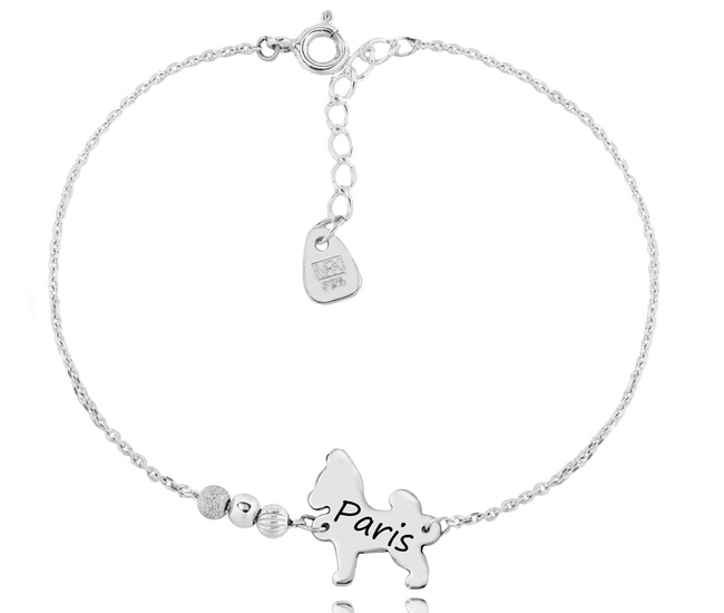 1438 bransoletka srebrna 925 grawerowana piesek chihuahua