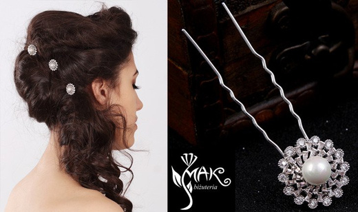 655/22 WSUWKA do włosów ekskluzywna cyrkonie perełka