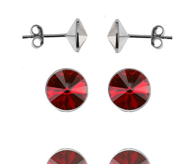 696 Kolczyki Swarovski Elements 6 mm srebro 925 ciemna czerwień siam
