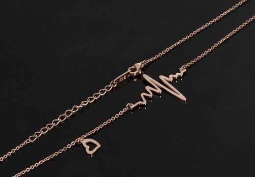 Nk 599/733 NASZYJNIK ze stali EKG linia życia różowe złoto