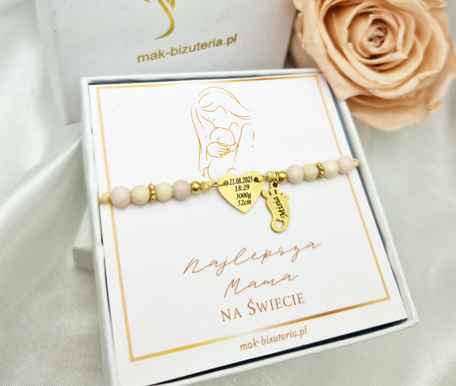 bransoletka  z grawerunkiem, zestaw z okazji narodzin dziecka 1701/2