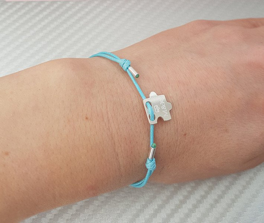 1023 BRANSOLETKI Z GRAWEREM na walentynki PUZZLE delikatny sznureczek srebro