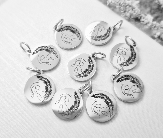 1754 Kółeczko blaszka z logo stal szlachetna 15 mm Dla firm HURT