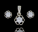480/399 komplet srebrny 925 kolczyki wisiorek z cyrkoniami kwiatuszki