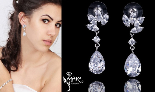 Kol 686/10 KOLCZYKI ślubne, cyrkonie długie Piękne