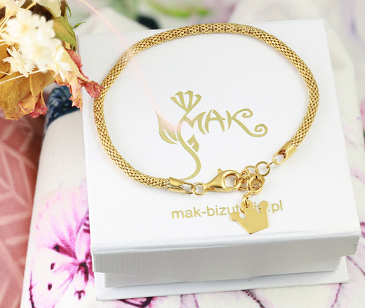 1580 bransoletka srebrna 925 pozłacana gładka z grawerem