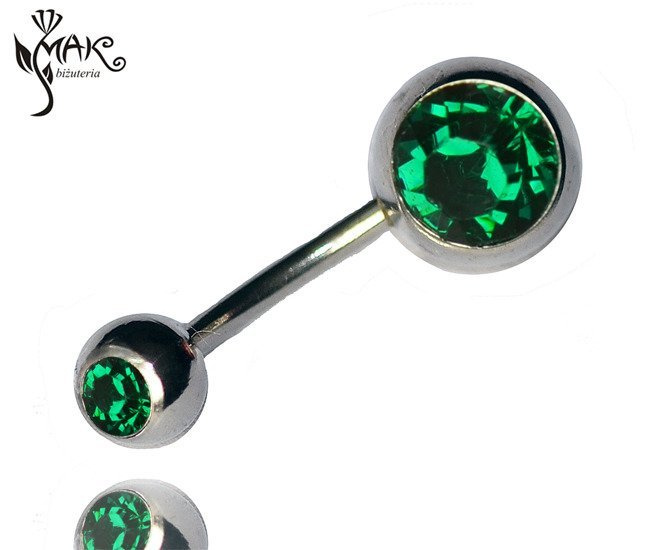 KOL743  KOLCZYK DO PĘKPKA  STAL SZMARAGDOWY