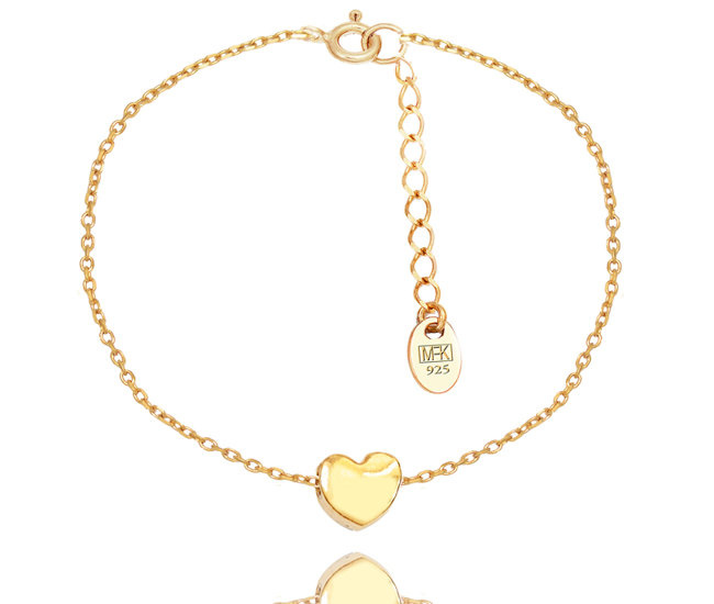 1379 bransoletka srebrna 925 pozłacana z sercem