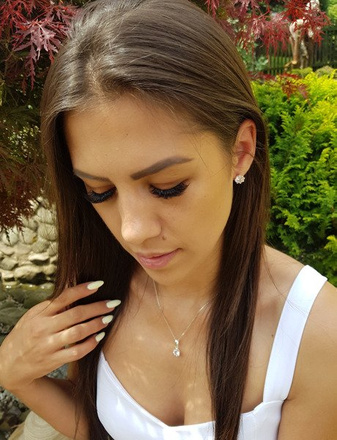 480/77 komplet srebrny okrągłe z białymi cyrkoniami