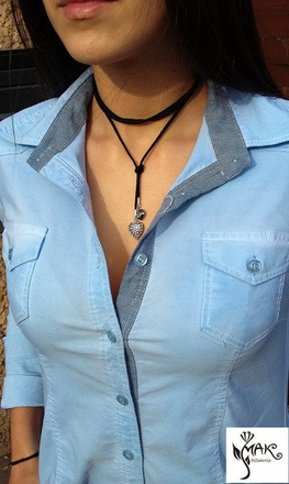 NK741 NASZYJNIK choker srebro 925 CZARNY Swarovski Elements