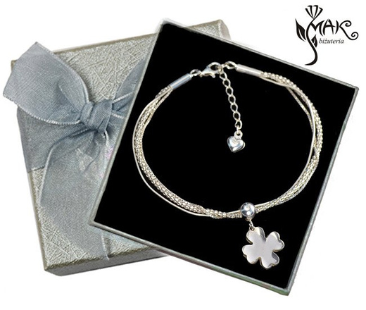 BR833 BRANSOLETKA Z GRAWEREM srebrna koniczynka