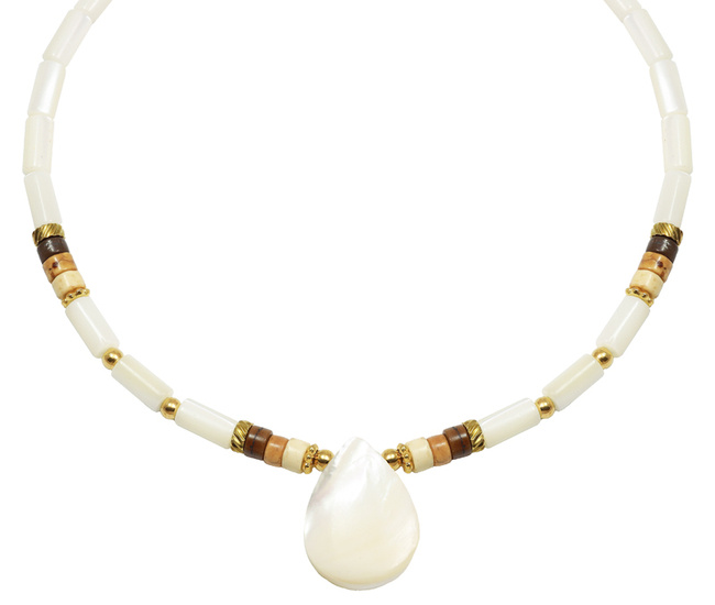 1686 pozłacany naszyjnik z masy perłowej