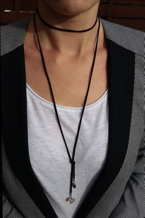 NK741 NASZYJNIK choker srebro 925 CZARNY Swarovski Elements